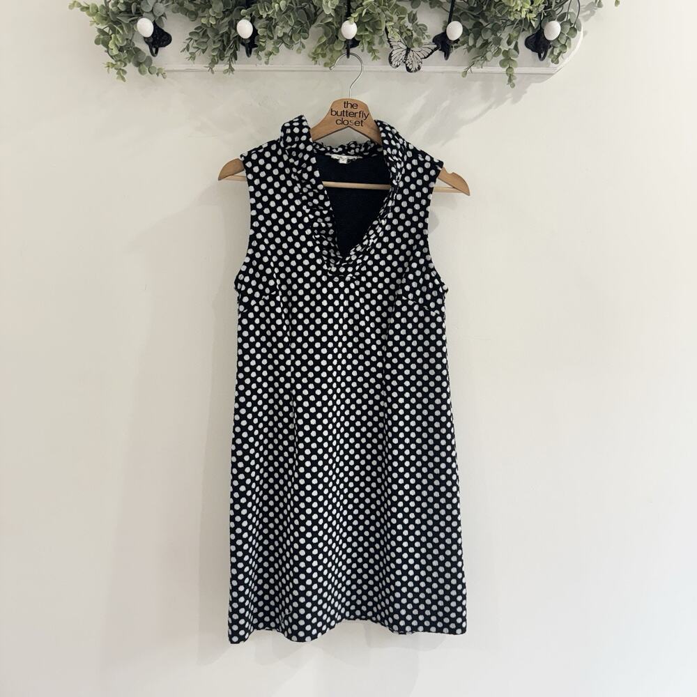 Tyler Boe Black White Polka Dot Knit Sleevless Dress Small #KW